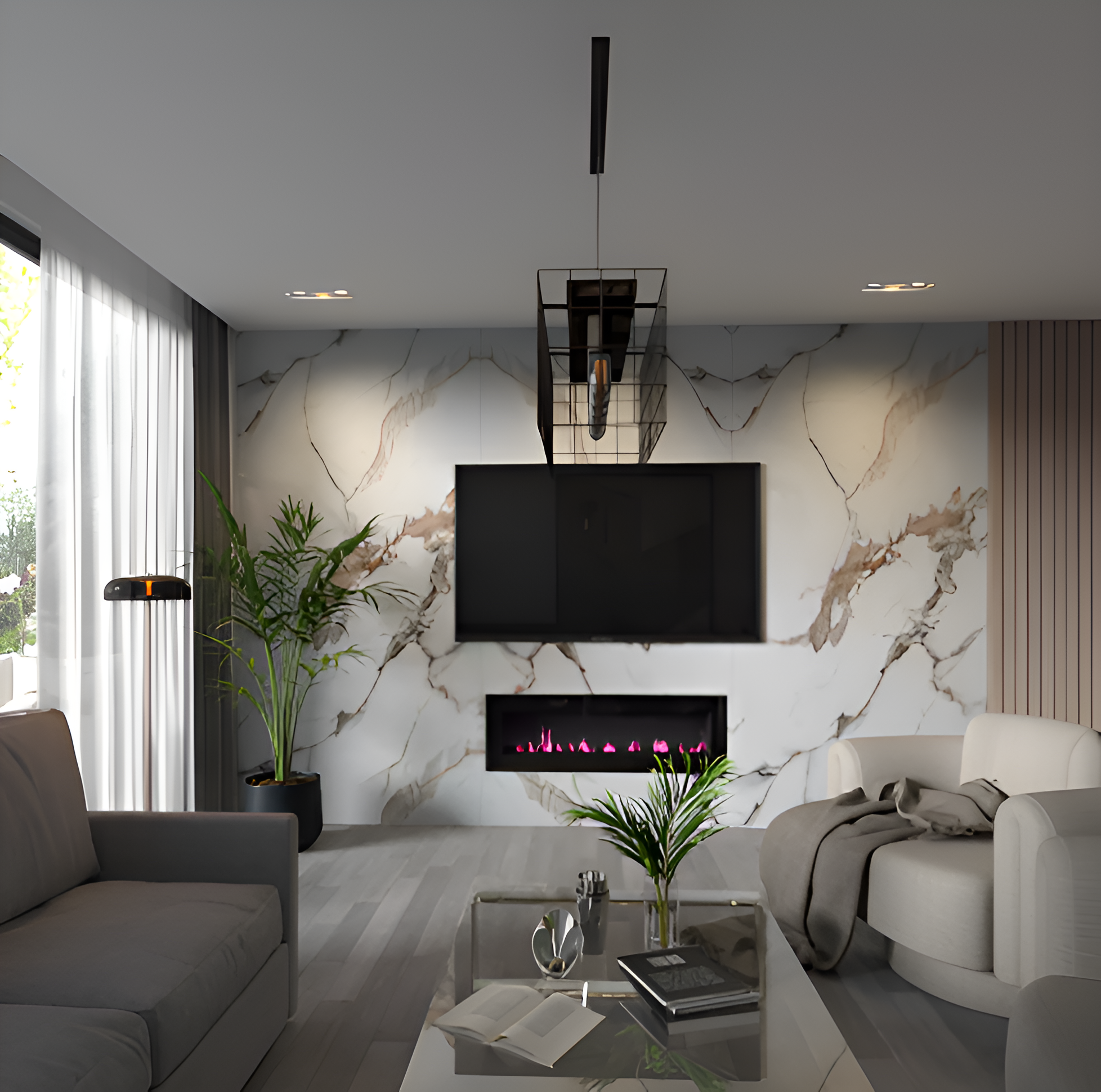 Ethereal Blush Marble PVC Wall Panel