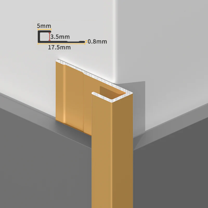 Gold Aluminium Trim, End Cap   for PVC Marble Sheets White