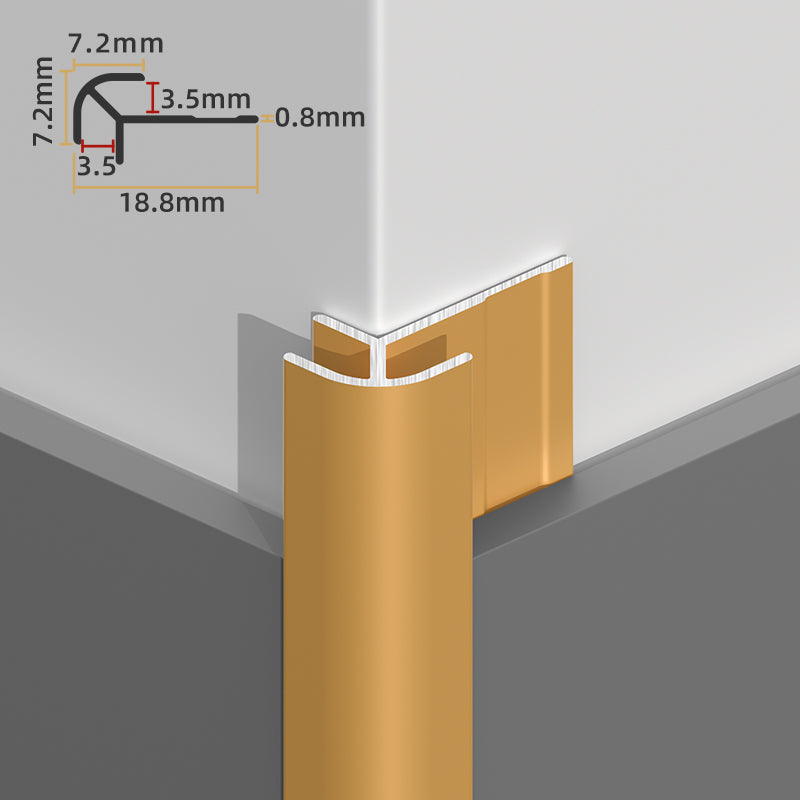 Gold Aluminium Trim Outside Corner  for PVC Marble Sheets White