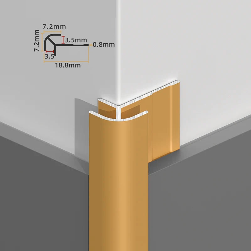 Gold Aluminium Trim Outside Corner  for PVC Marble Sheets White