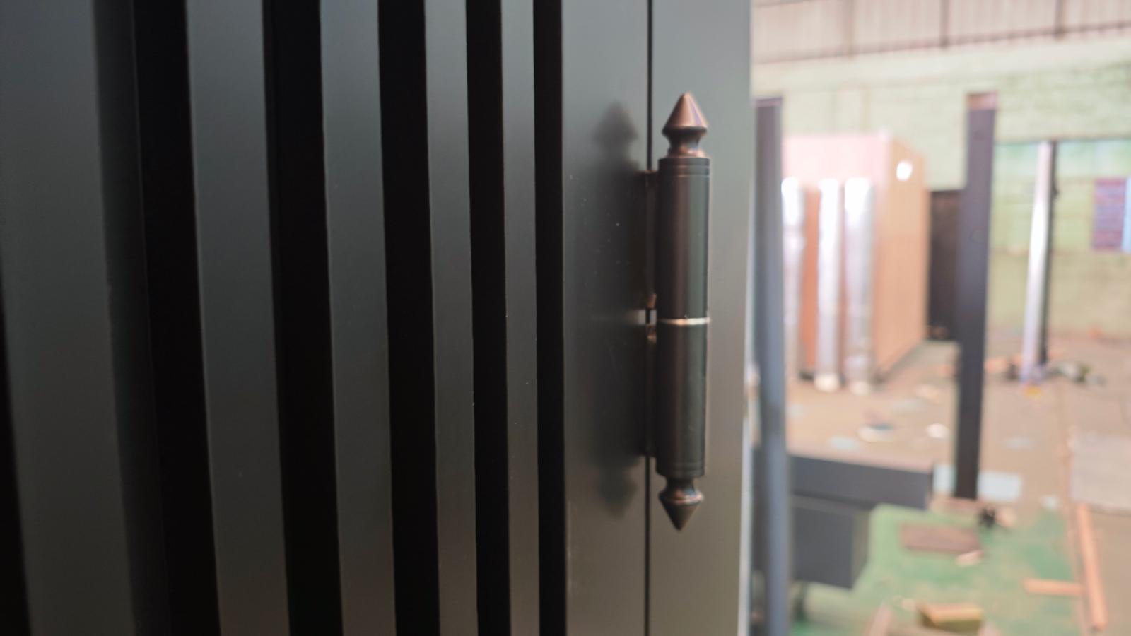 Hinges of Aluminum Alloy Luxury Black Double Swing  Gate with digital lock and key