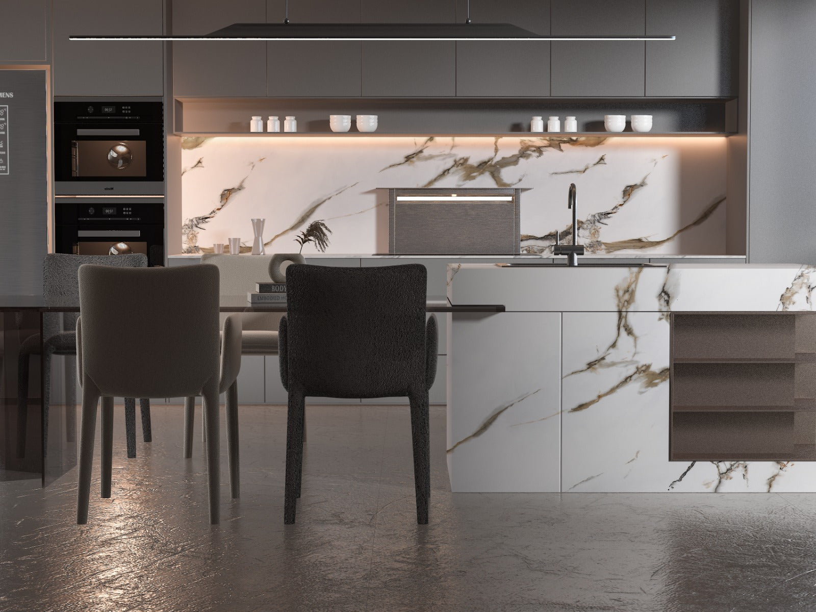 Ethereal Blush Marble UV Protected PVC Wall Panel - Kitchen