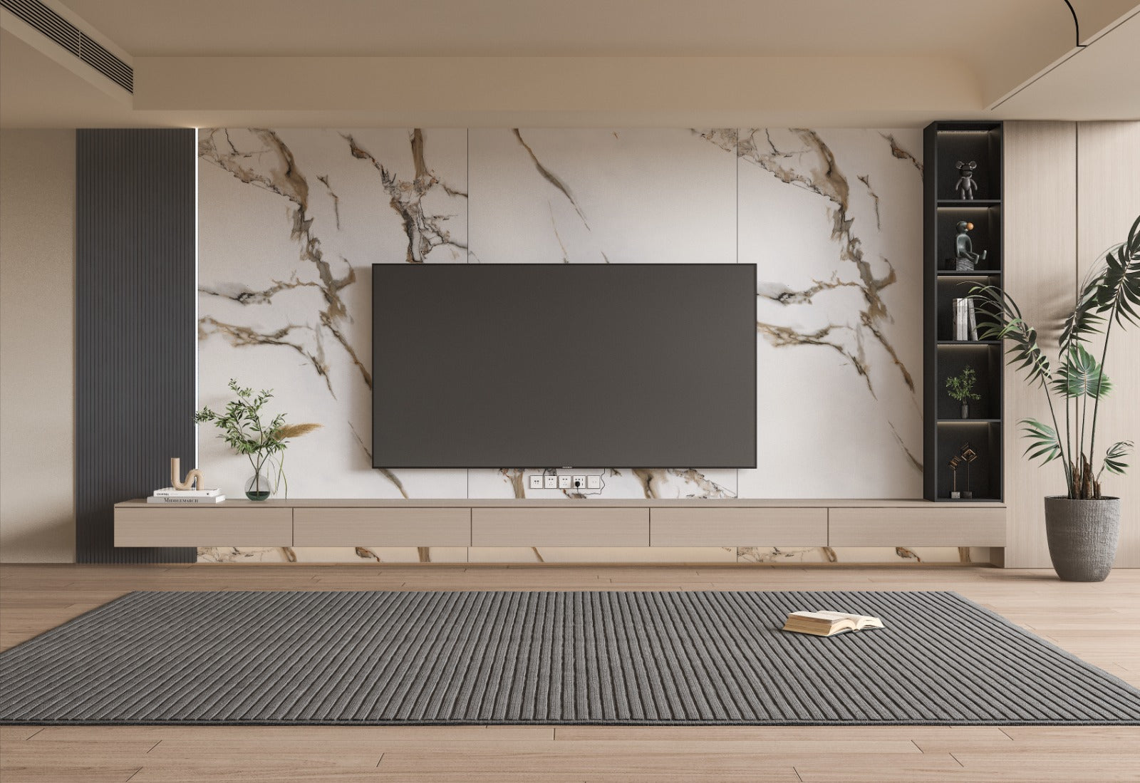 Ethereal Blush Marble UV Protected PVC Wall Panel - LED Wall Design