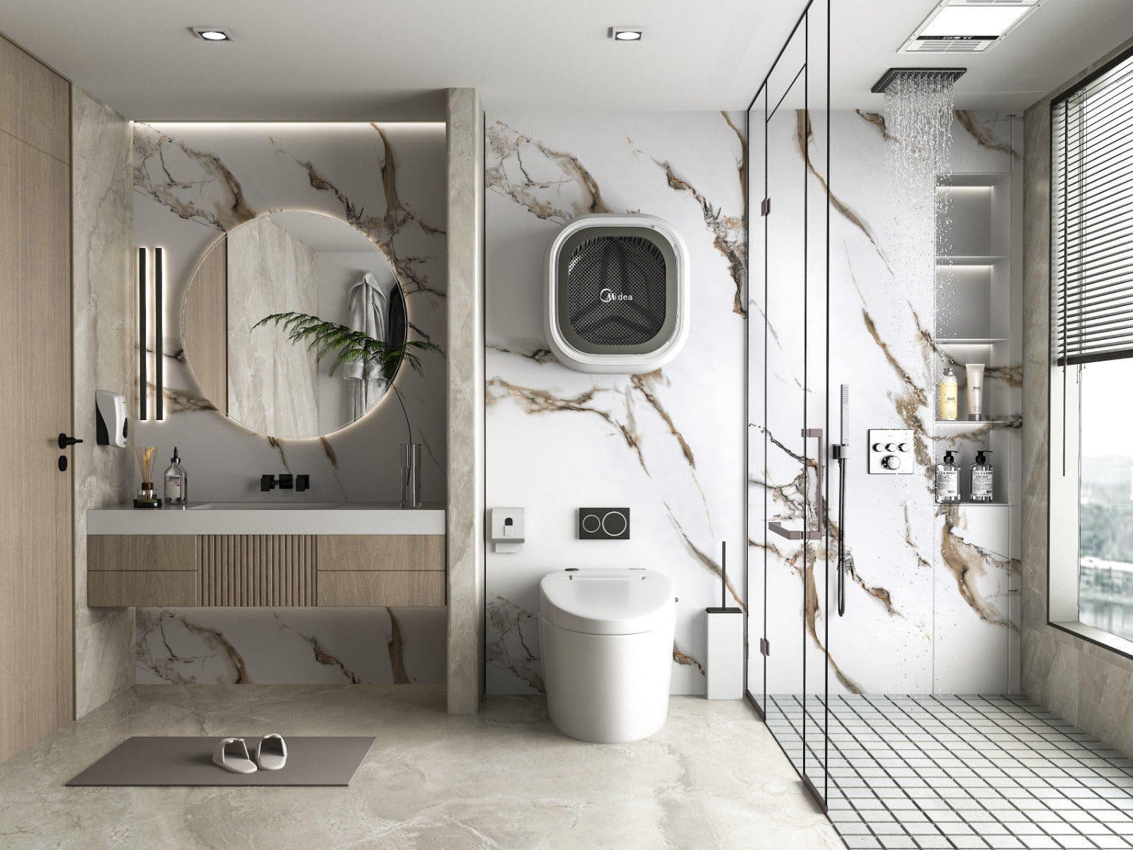 Ethereal Blush Marble UV Protected PVC Wall Panel - Bathroom