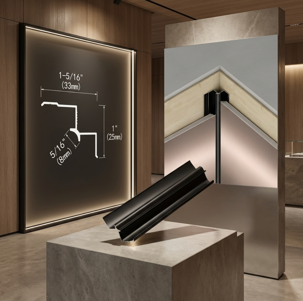 Inside Corner. Black Aluminum 8mm