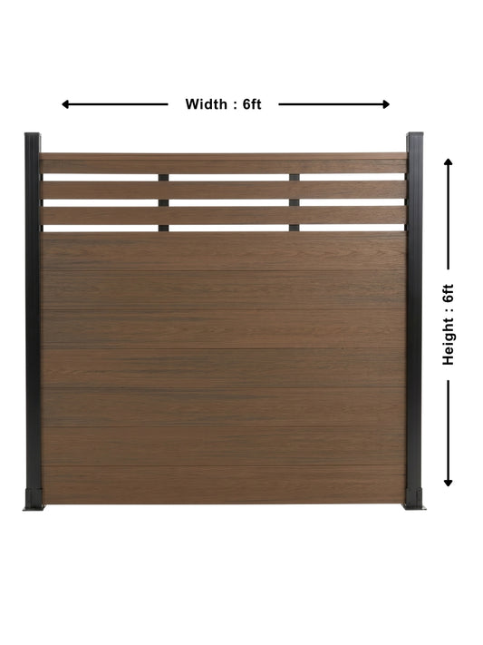 walnut 6x6 ft composite fence with lattice top for outdoor privacy and airflow
