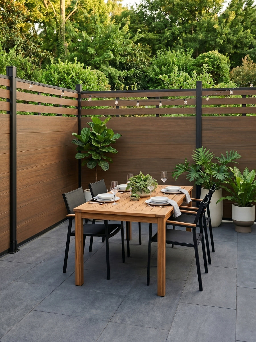 walnut 6x6 ft composite fence panel with lattice top weather resistant fencing