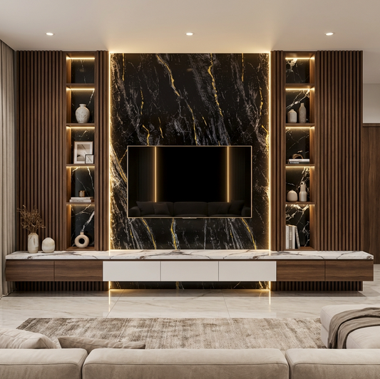 TV Wall Decor PVC Marble Sheets and WPC Panels