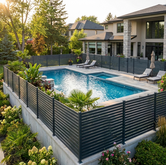 Modern Aluminum Fence Wholesale Price Installed over Concrete 