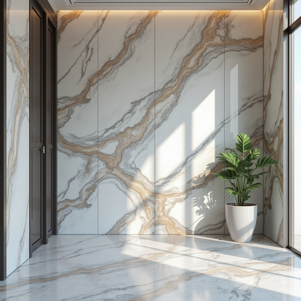 Blue-Veined Marble PVC Panel in Room