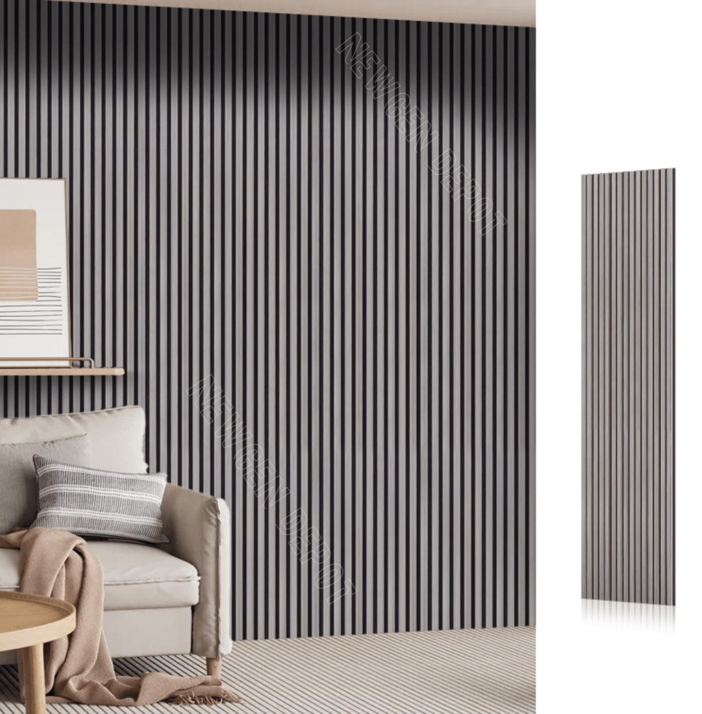 Koto Gray Wood Slat Acoustic Wall Panels