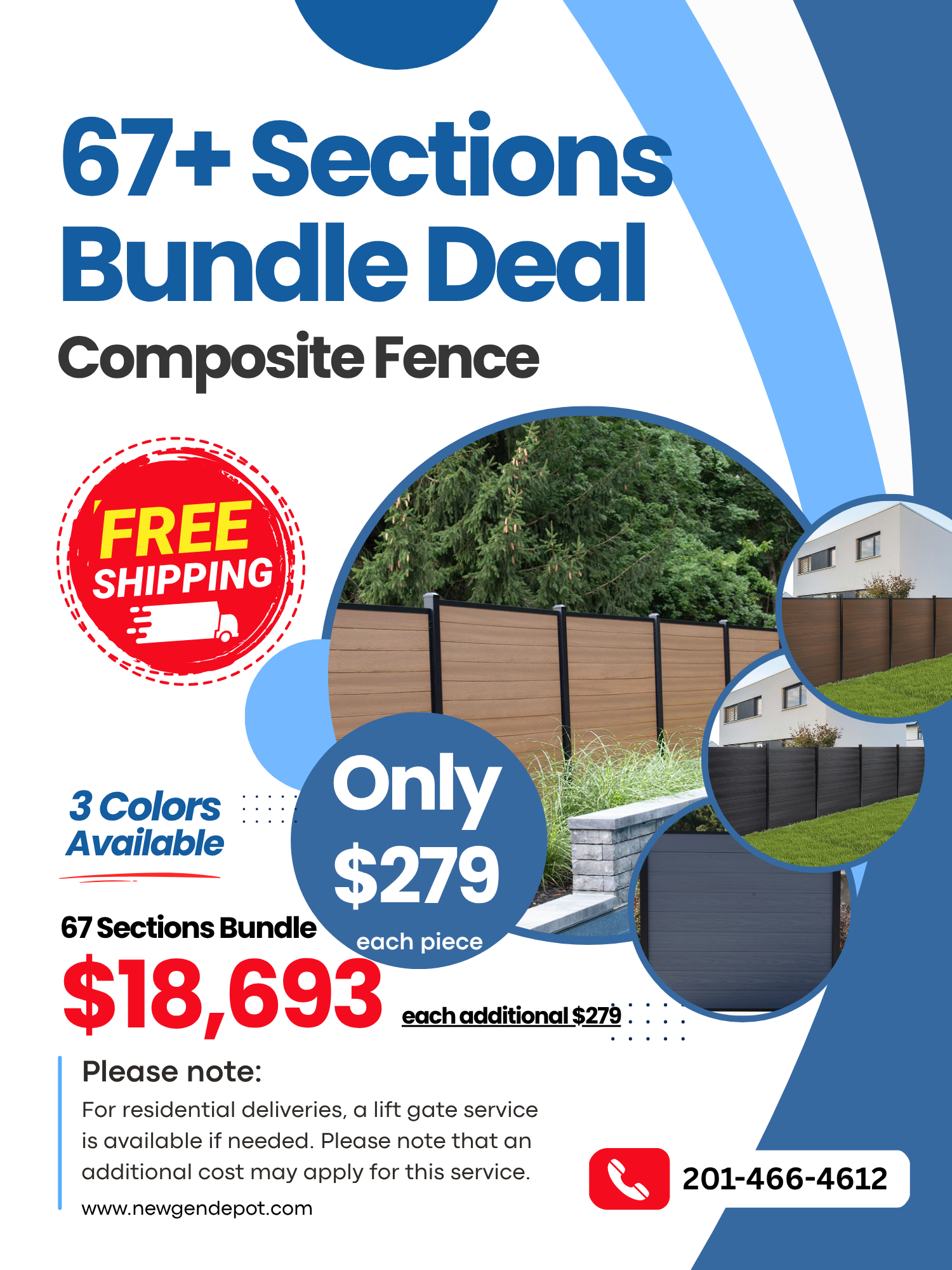 Composite Fence Bundle – Multi-Color (67+ Sections)