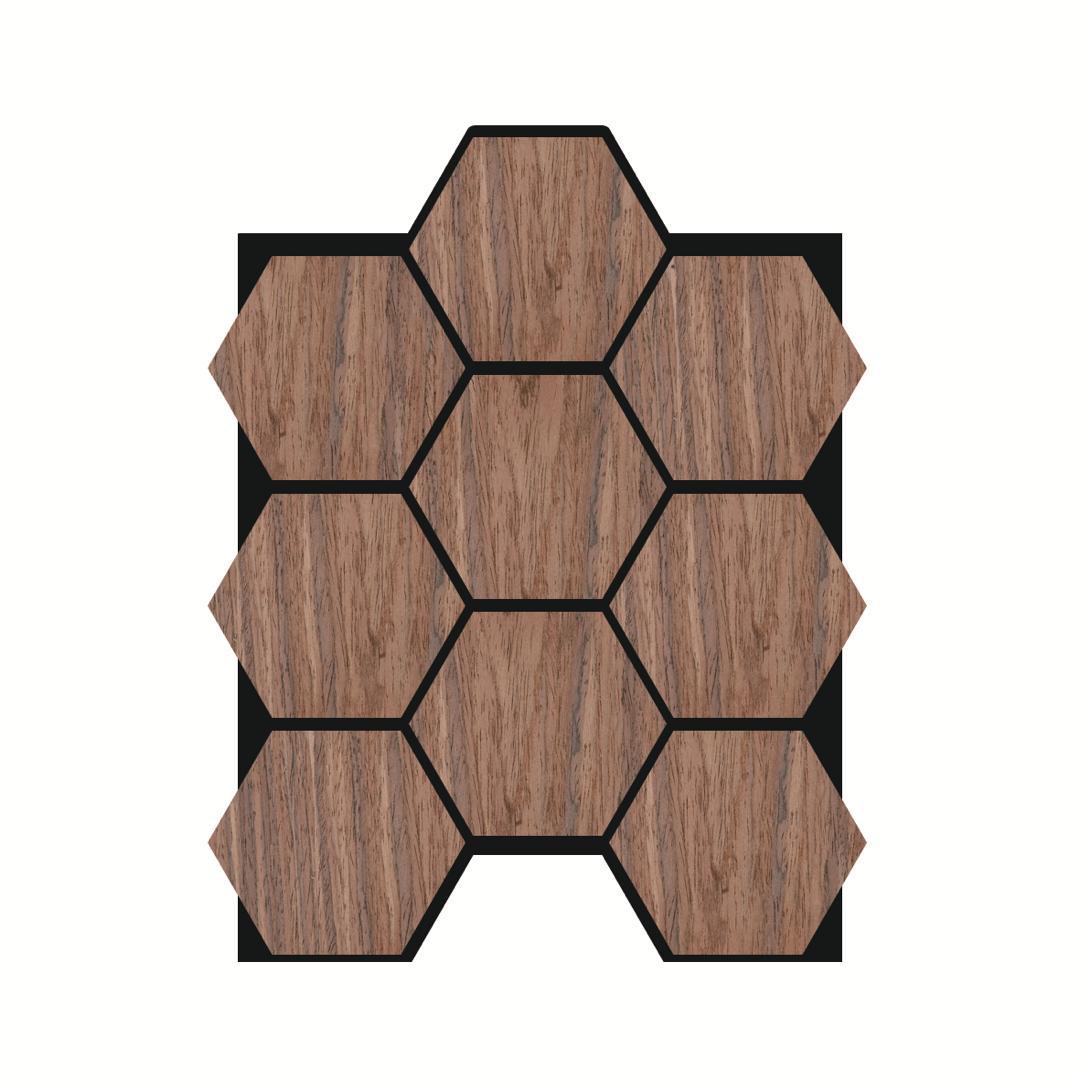 Walnut hexagon acoustic wall panels 4 pack