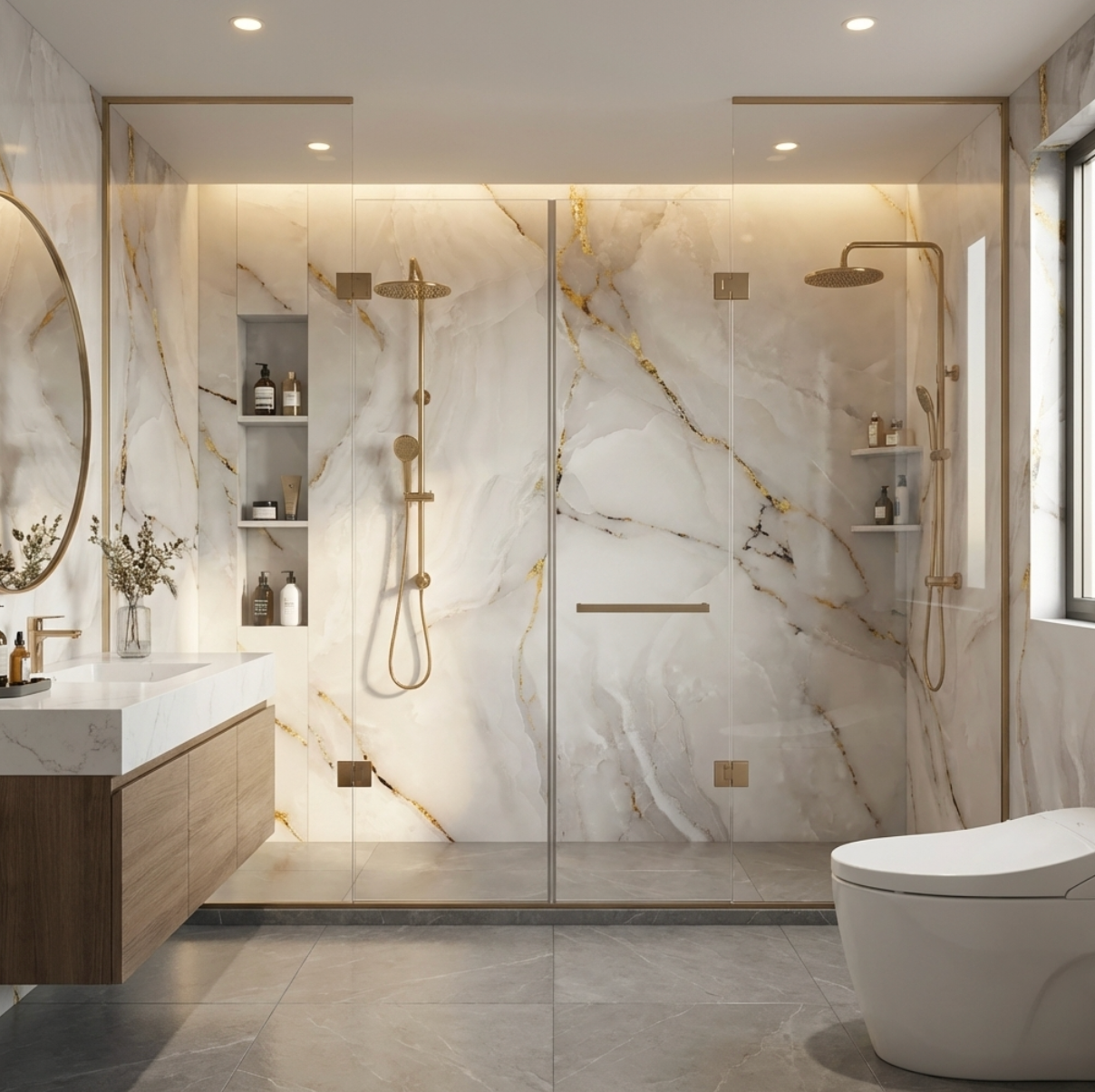 Best PVC Marble Sheets For Shower with Gold 