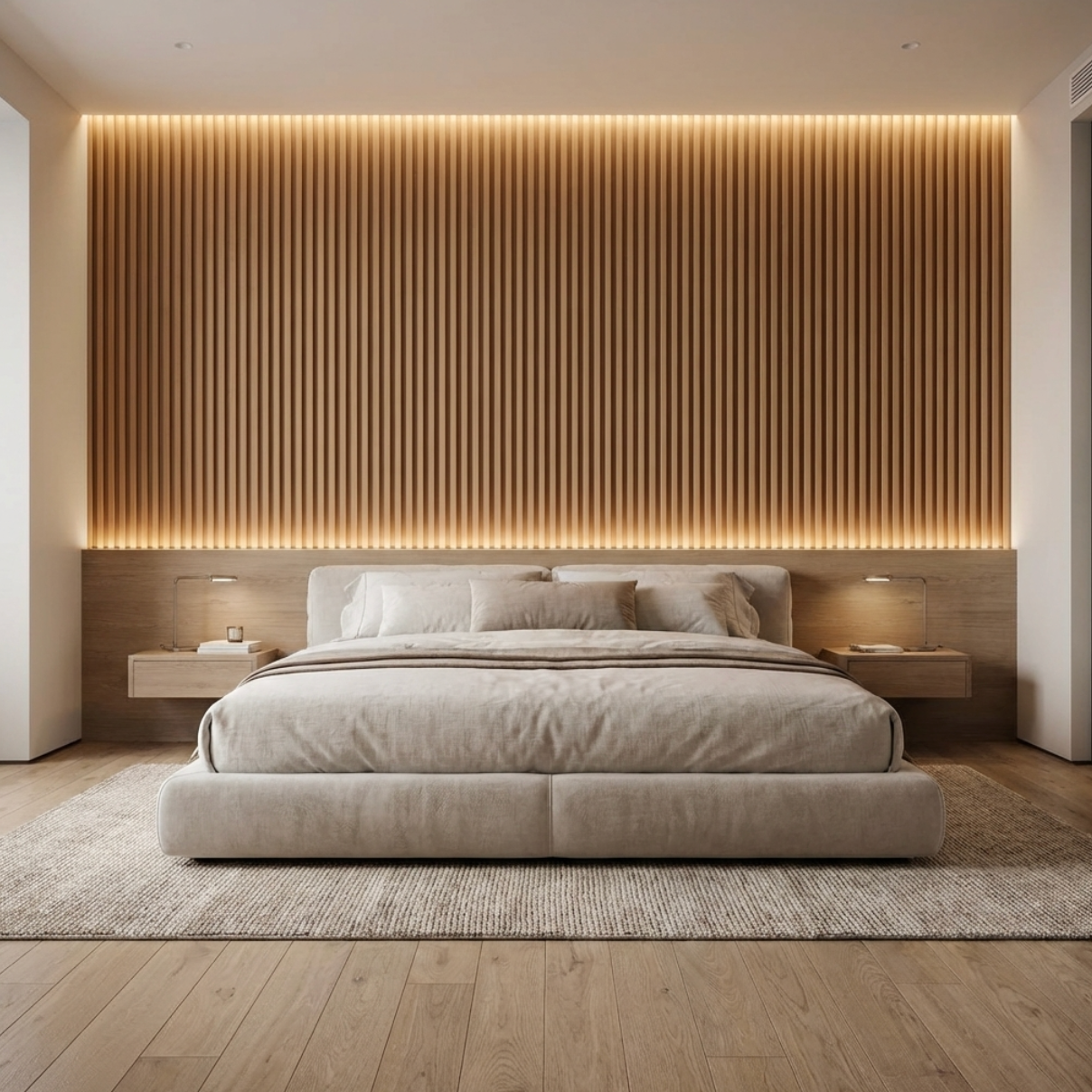 Contemporary Maple Slate fluted accent wall