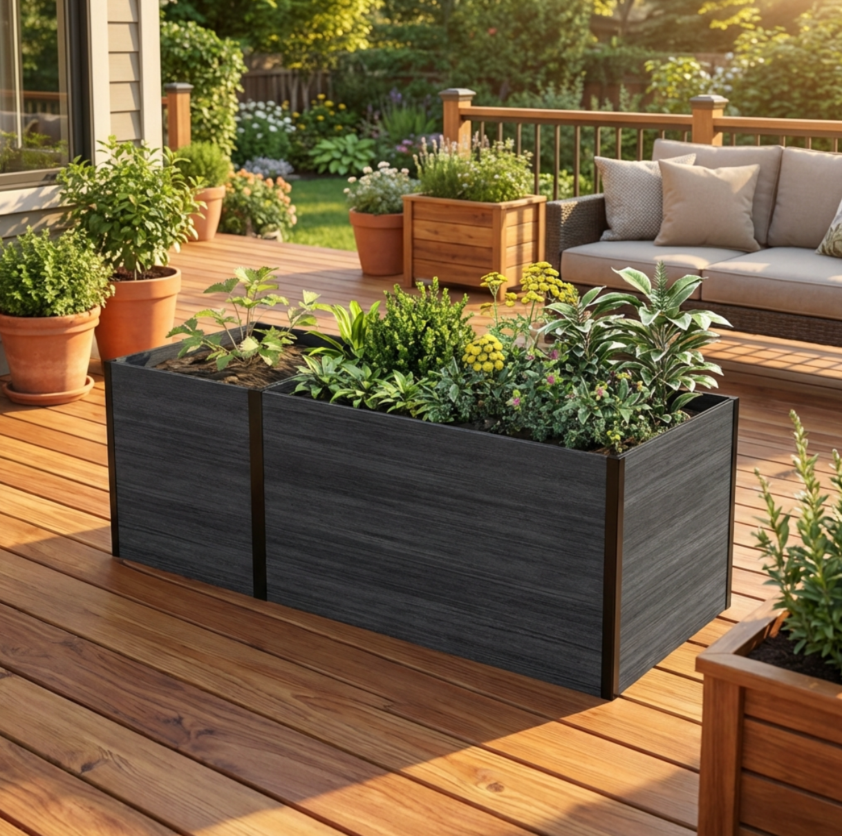 Modern modular raised garden bed outdoor planter system