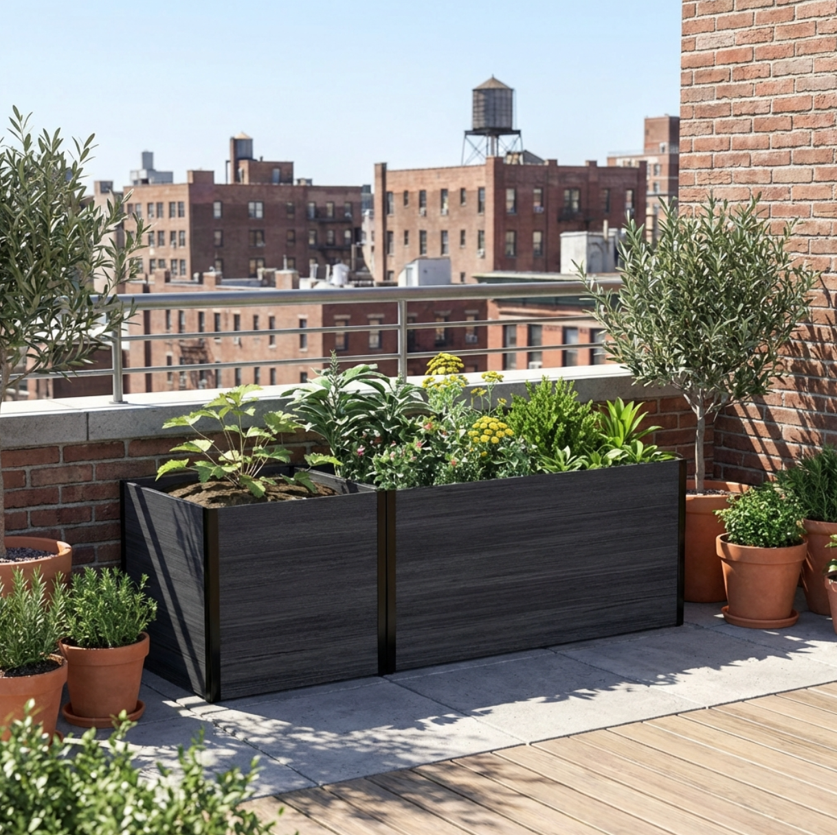 Weather-resistant modular raised garden bed composite panels