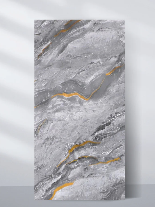 Silver Gold Marble UV Protected PVC Wall Panel - 4x8 ft, Fireproof & Waterproof, (32 sq. ft)
