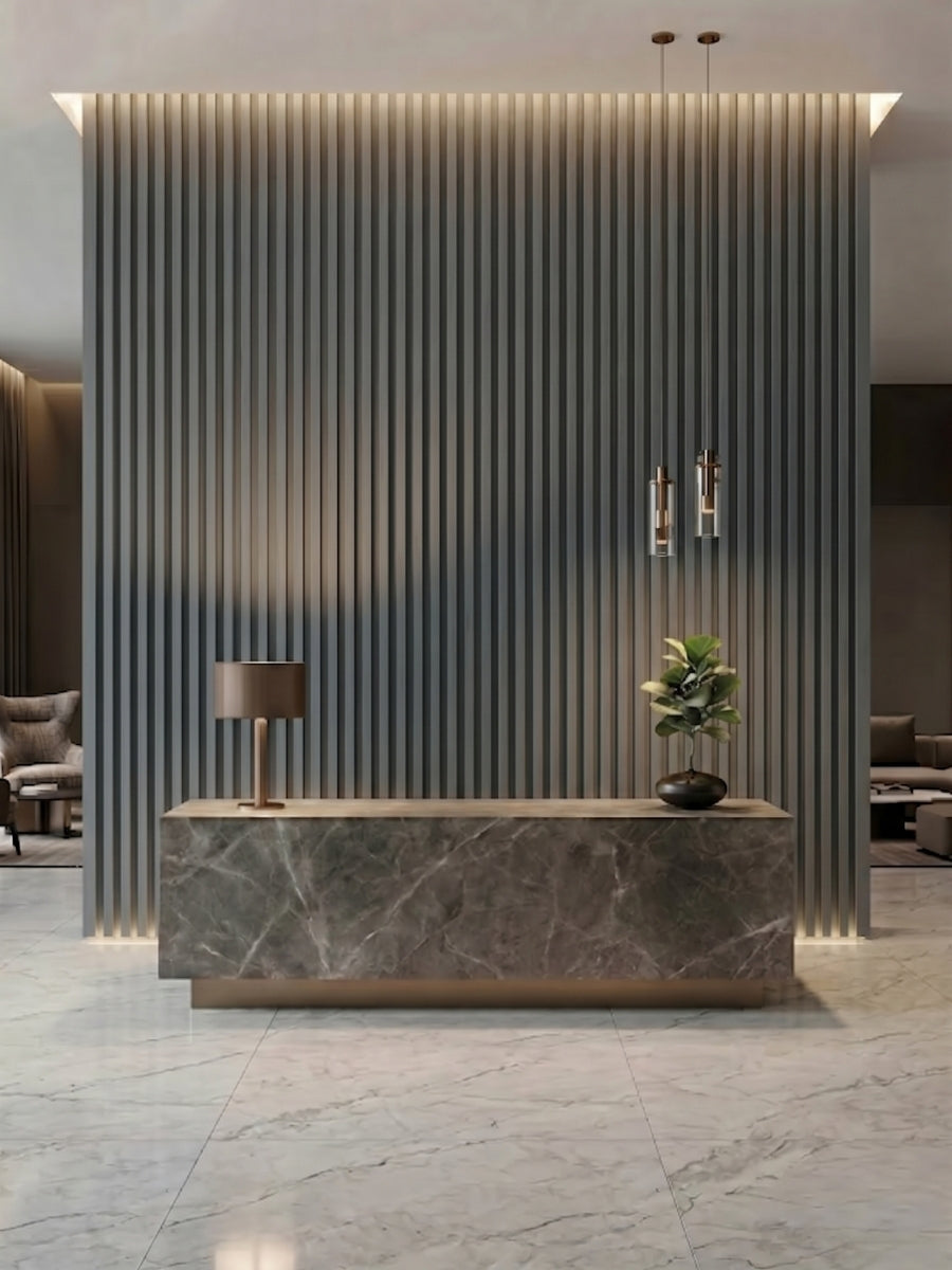 Decorative Metallic WPC Panels for Front Desk Accent Wall
