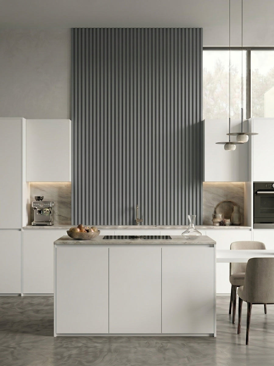 Premium Metallic WPC Wall Panels for Contemporary Kitchen Interiors