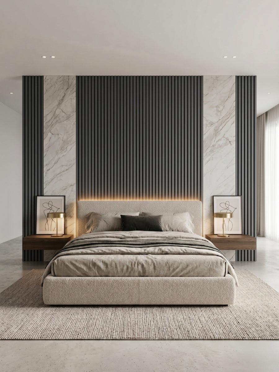 Elegant Silver Gray Metallic Wall Panels for Living Room Interiors