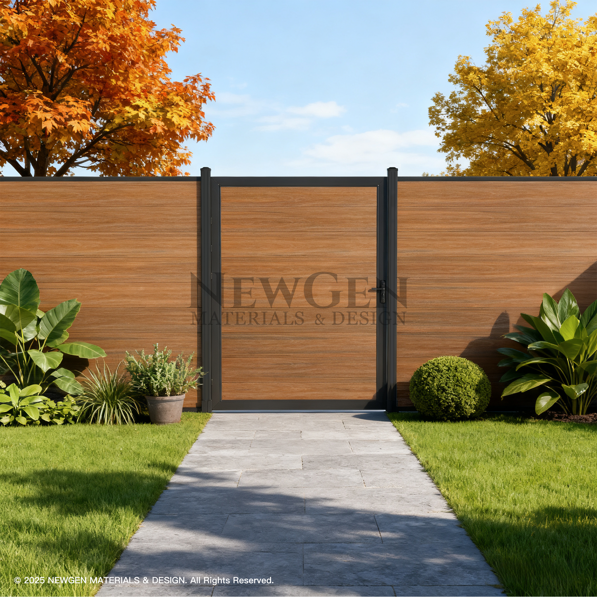 Modern single WPC fence gate for backyard