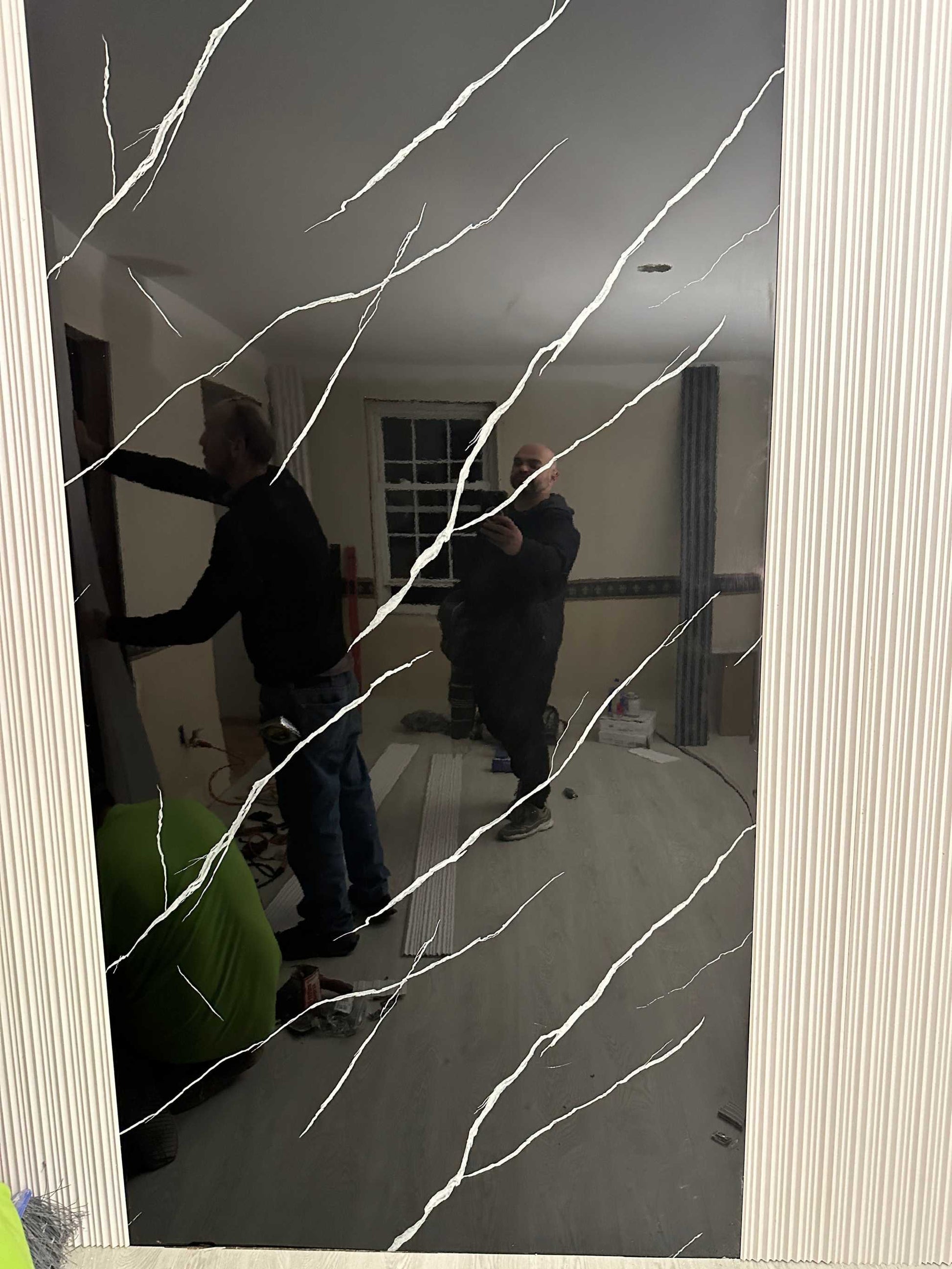 Glossy black marble PVC wall panel with white veins, 4x8 ft, fireproof, waterproof, ideal for NJ homes & offices, UV