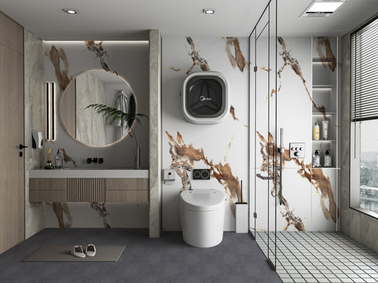 Ethereal Blush Marble UV Protected PVC Wall Panel  Bathroom