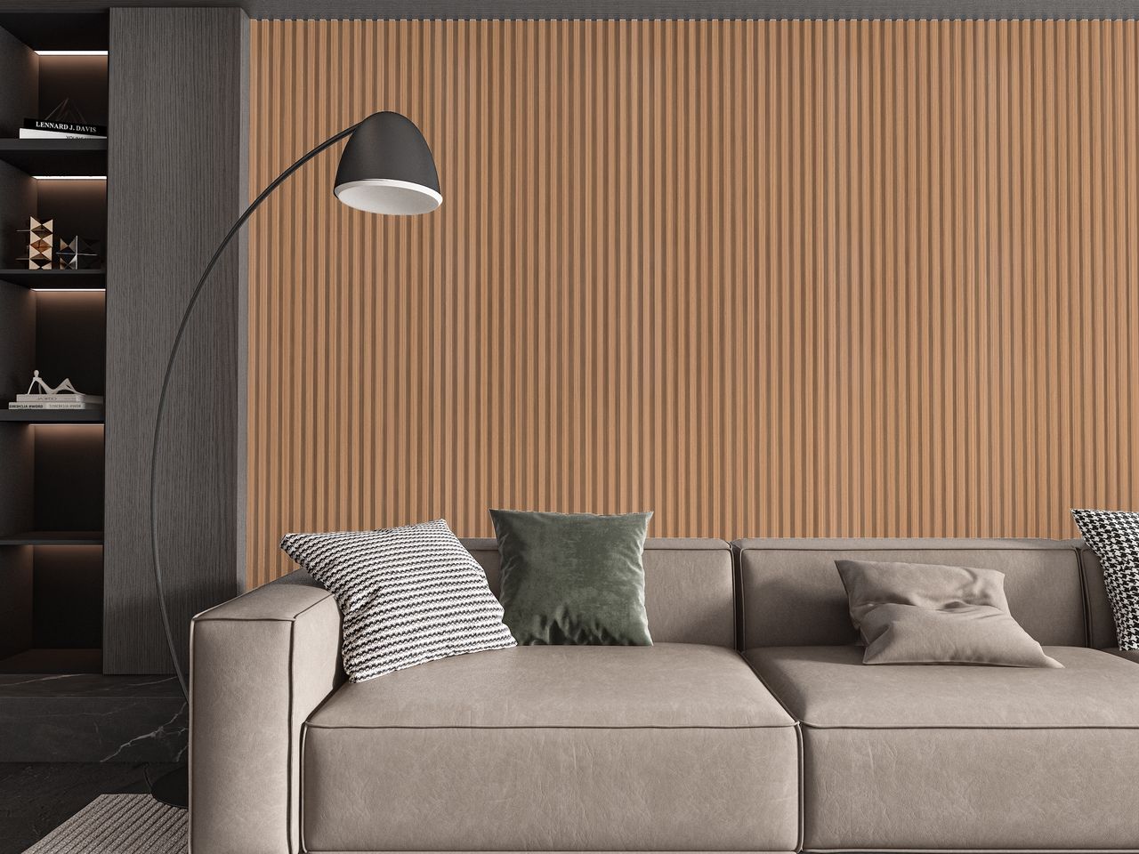 Maple Slate wood-look WPC fluted wall panels