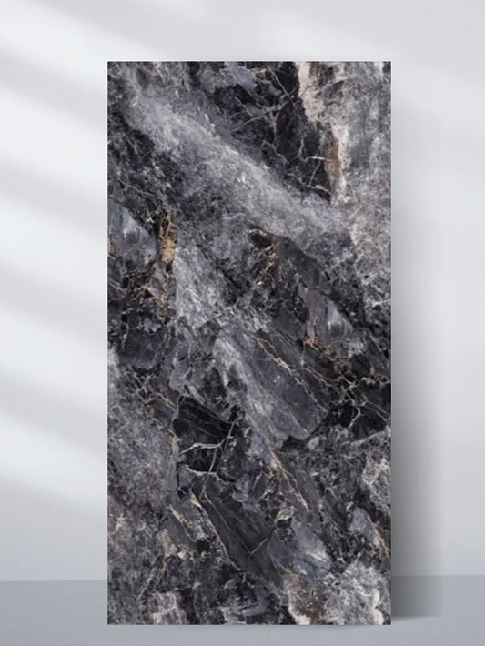 3D Zena Black Marble UV Protected PVC Wall Panel - 4x8 ft, Fireproof & Waterproof, (32 sq. ft)