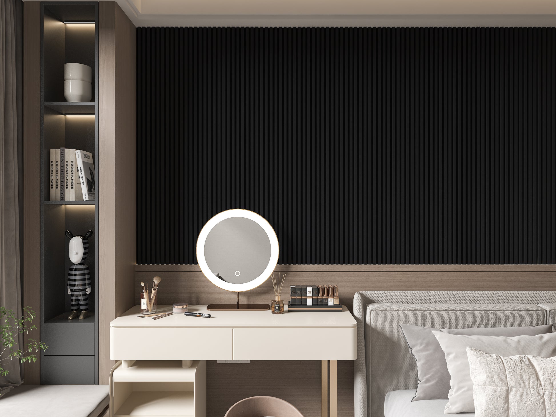 Luxe Noir WPC Fluted 3D Wall Panels. NewGen Depot. Bedroom Wall Design