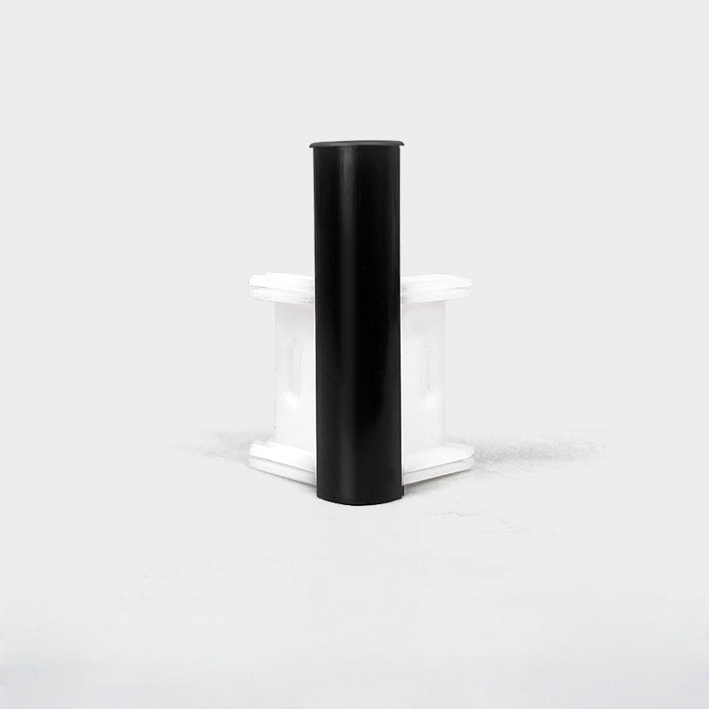 Aluminum LED skirting baseboard channel system, 3.3 ft, 4 in height, surface-mounted; black cylinder on white mount.