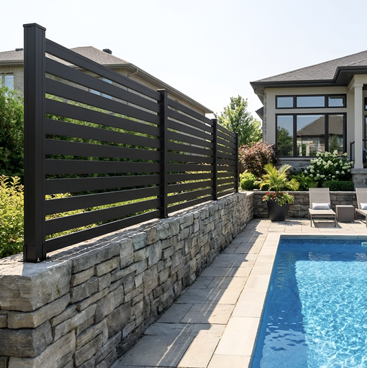 6 ft × 6 ft All-Aluminum Open Slat Fence Panel Kit with 1 Post