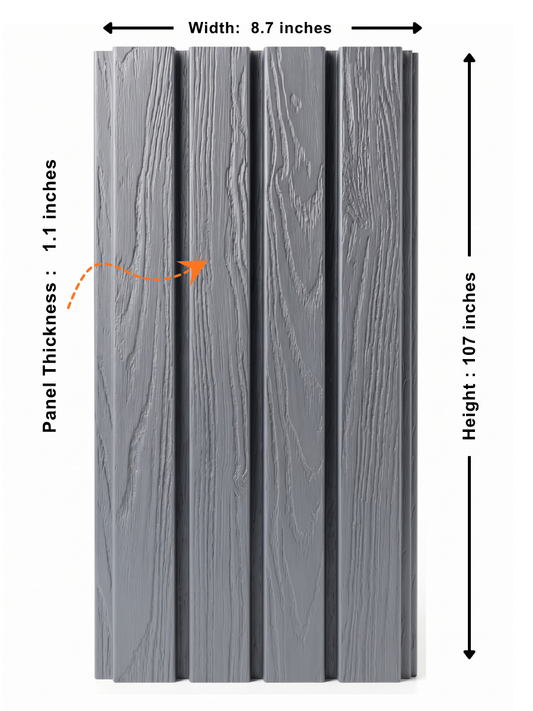 Light gray composite wide exterior cladding panels for modern homes