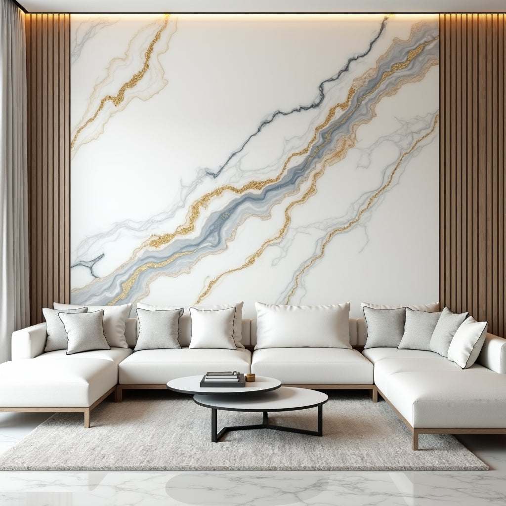 Luxe Gold Vein Marble PVC Panel in Room