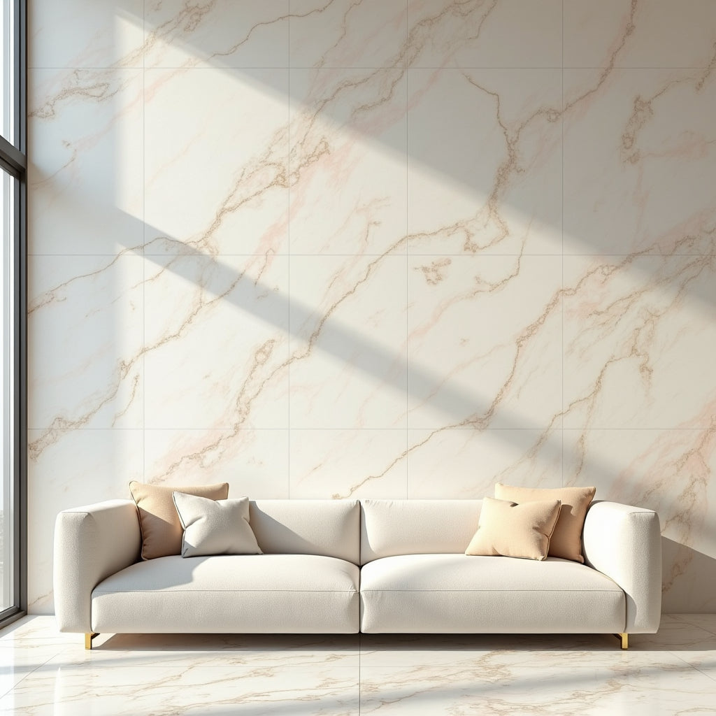Ethereal Blush Marble PVC Panel in Room