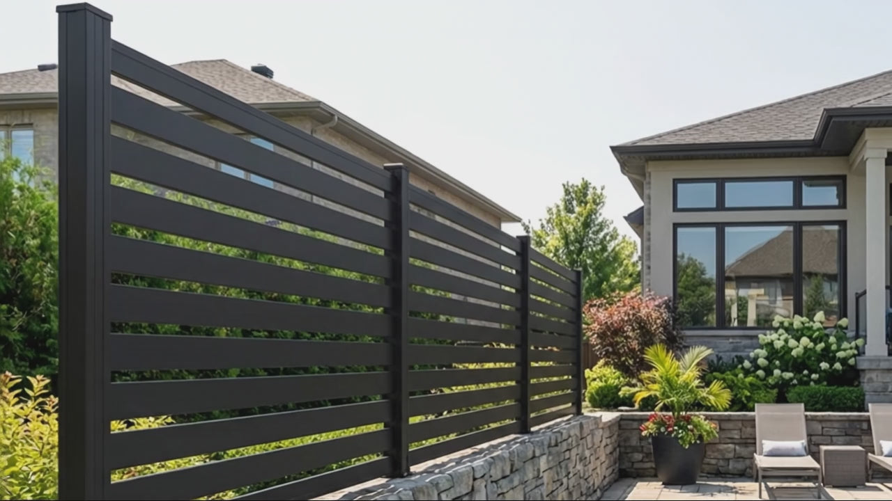 6 ft × 6 ft All-Aluminum Open Slat Fence Panel Kit with 1 Post