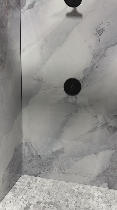 Frosted Sky 3D marble PVC wall panels in modern bathroom video