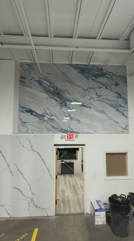 Calacatta Azur PVC marble wall panels 4x8 ft realistic marble finish