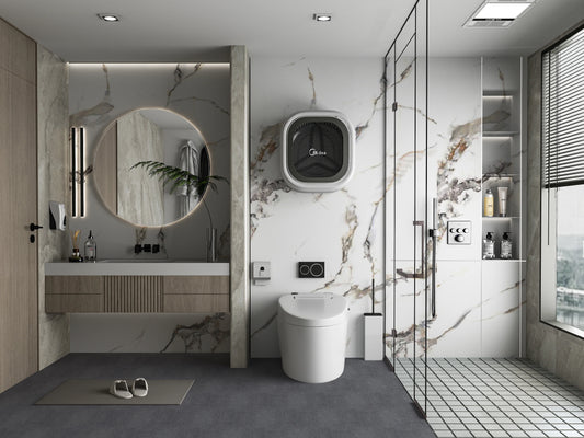 3D Beige Ibiza PVC Marble Sheets - Bathroom