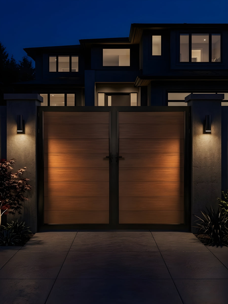 Composite privacy fence gate walnut color 10 ft wide 6 ft tall for home exterior