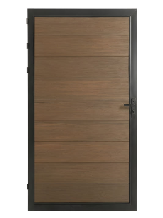 Walnut WPC composite fence gate single panel 3ft x 6ft outdoor privacy gate