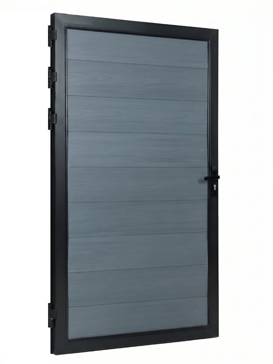 WPC single fence gate light gray finish weather resistant backyard gate