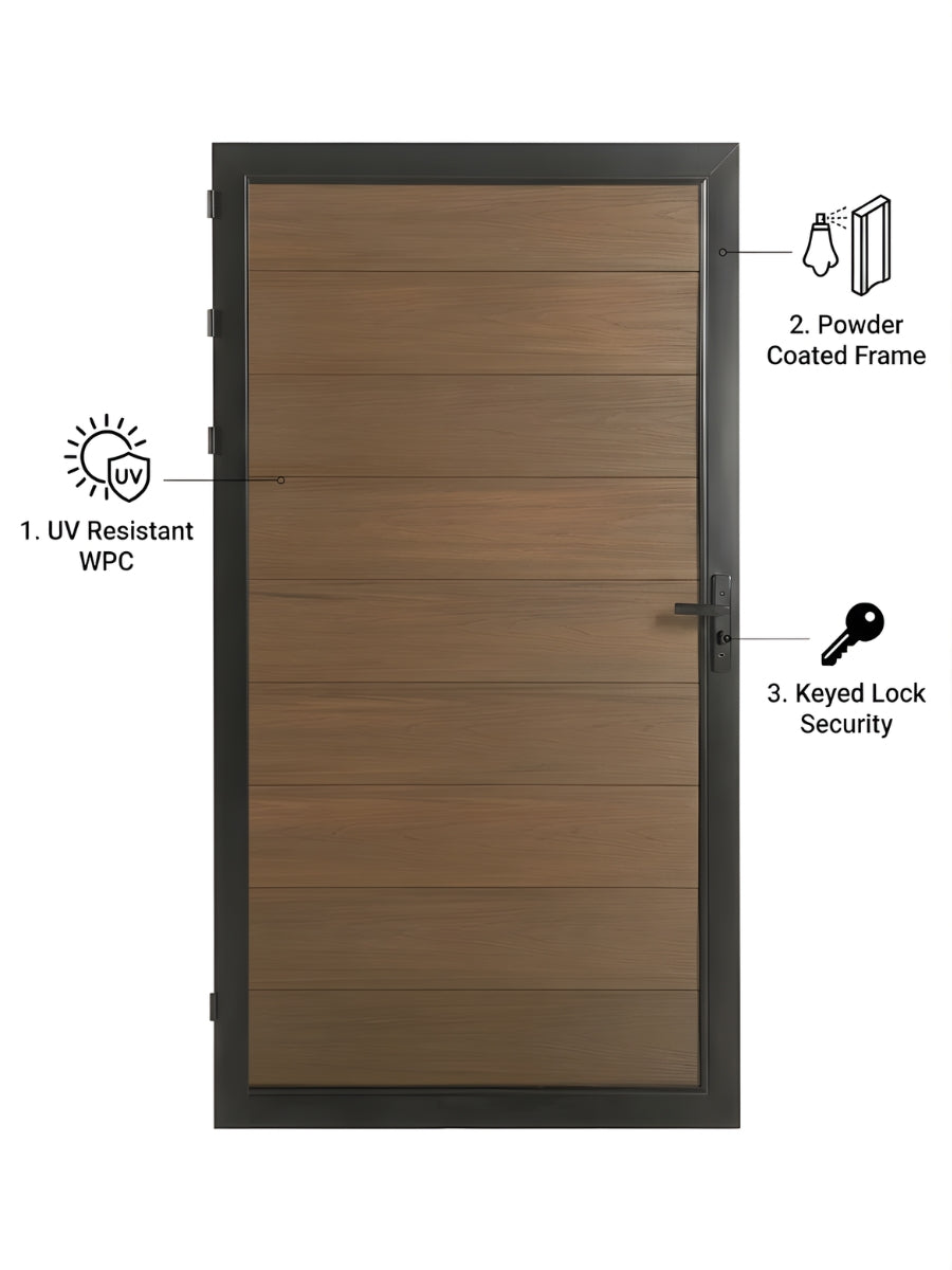 3ft x 6ft Composite Fence Gate – WPC Privacy Gate | Walnut, Black