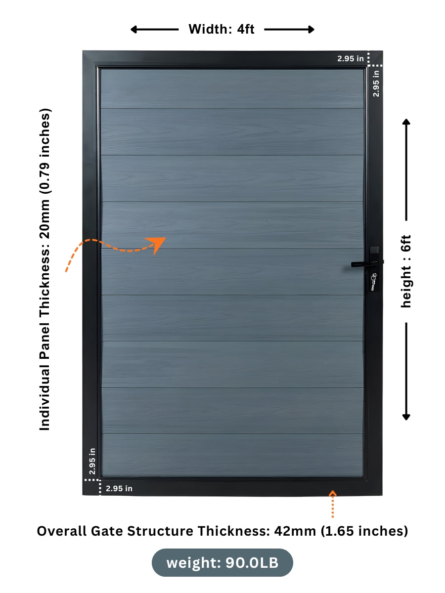 4ft x 6ft Composite Fence Gate – WPC Privacy Gate | Walnut, Black