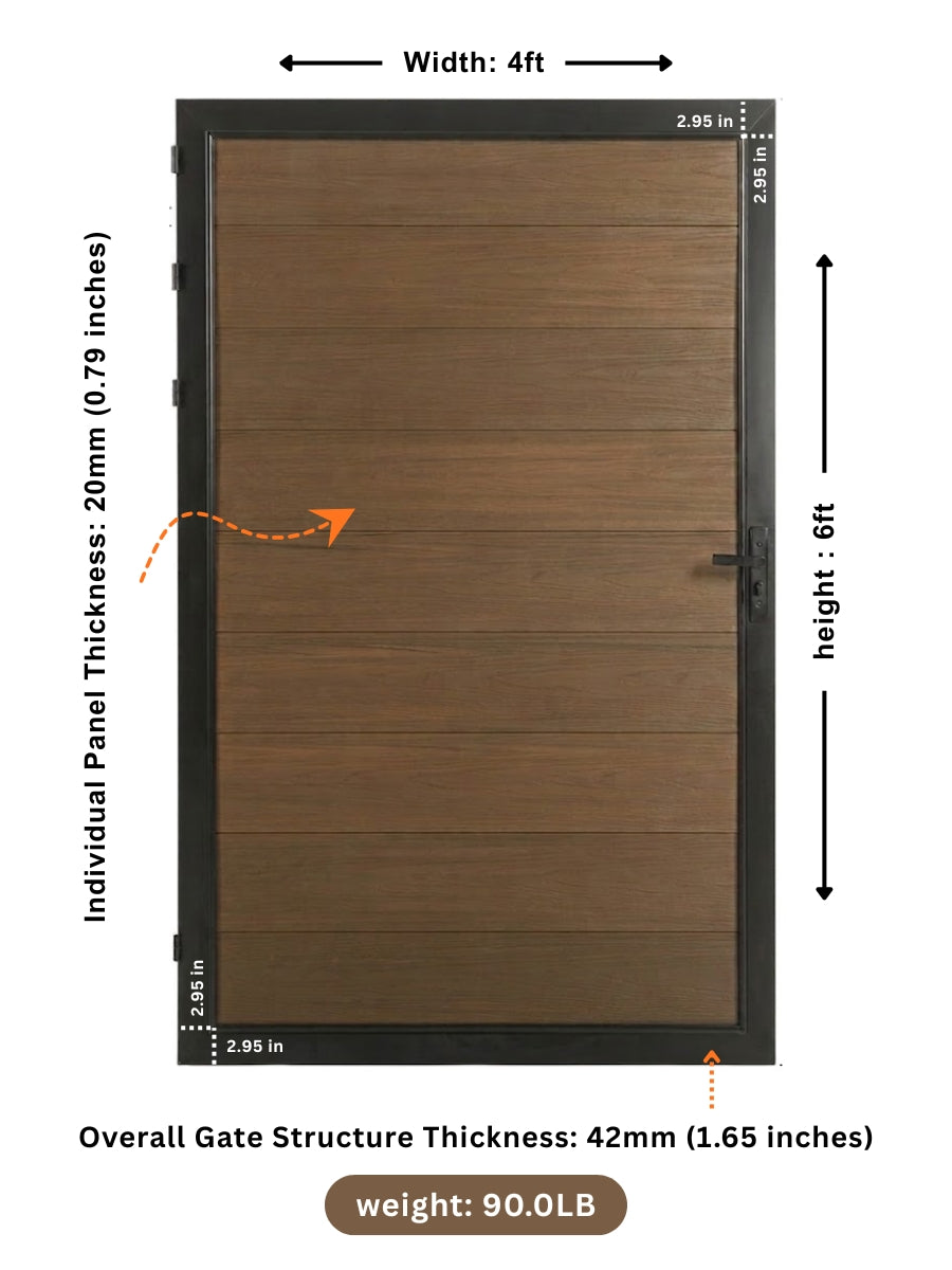 4ft x 6ft Composite Fence Gate – WPC Privacy Gate | Walnut, Black